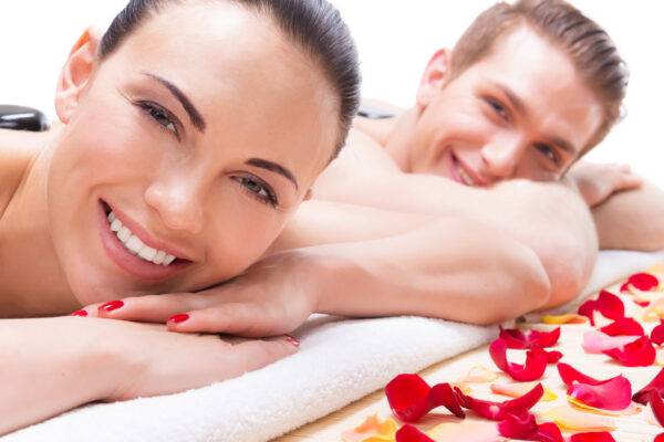 couple feeling relaxed during luxurious couples massage